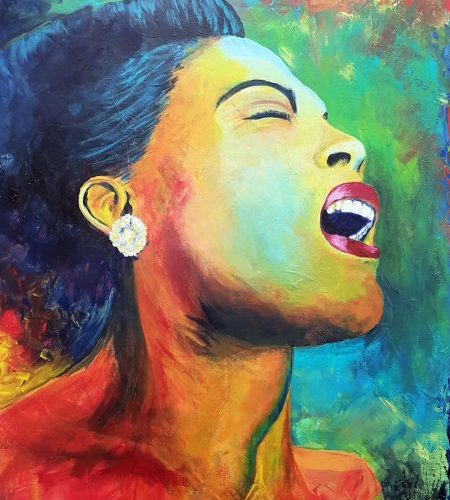 Billie Holiday, Kate Shaffer, artist, music inspiration, painting, art, portrait